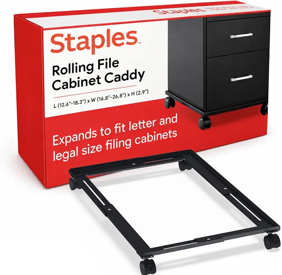 Staples Adjustable File Caddy, Letter/Legal Files, Black, Heavy Duty