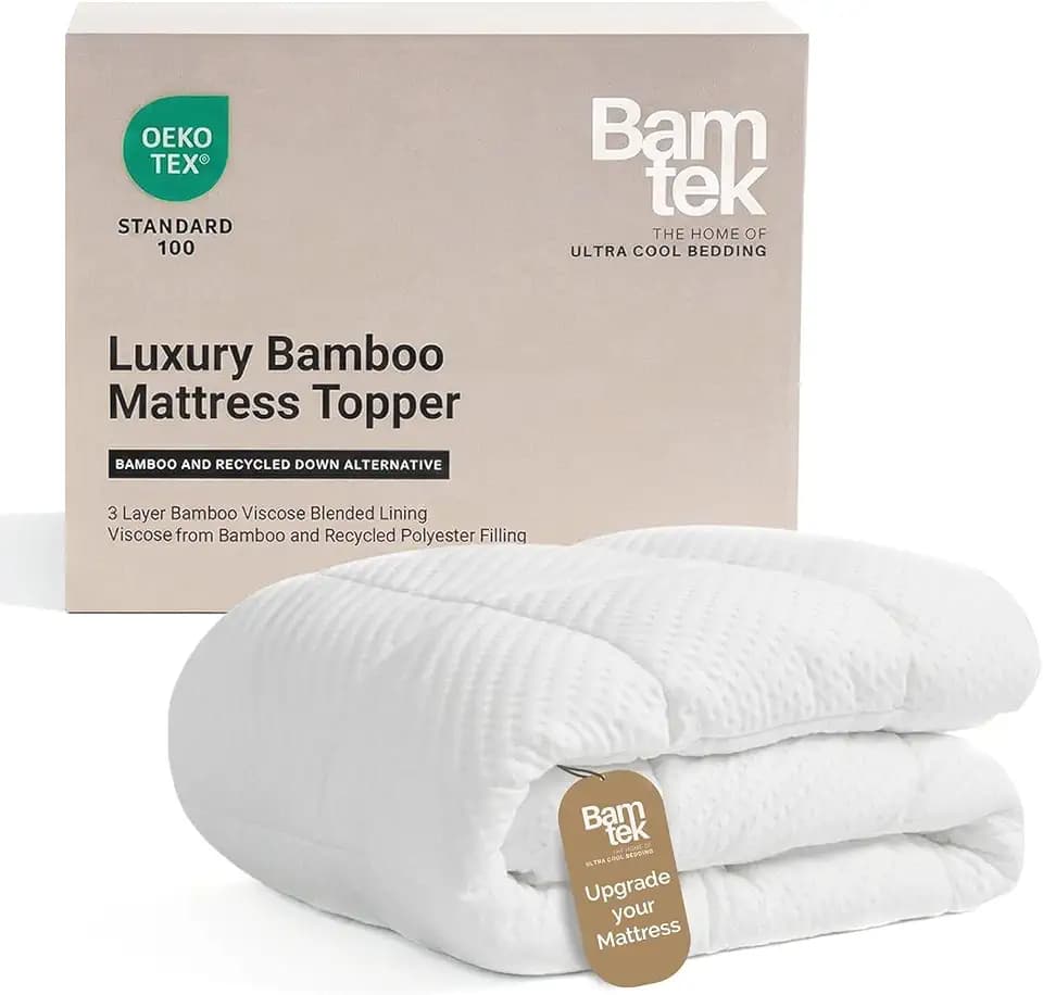 Cooling Mattress Topper King Size - Soft Plush Mattress Topper with Extra Deep Pocket, 100% Bamboo Derived Viscose for Back Pain Relief, 76 x 80 in