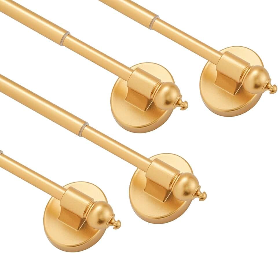 Magnetic Curtain Rods for Metal Doors,Multi-Use Adjustable Appliance for Windows Iron Steel Places,16-28 Inch,Gold,4 Pack