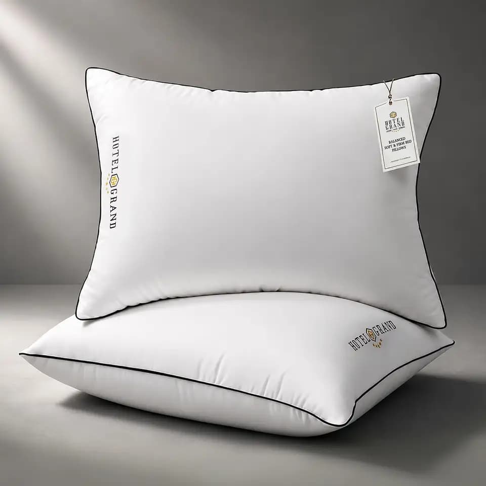 Hotel Grand Bed Pillows Queen Size Set of 2, Medium Soft Down Alternative