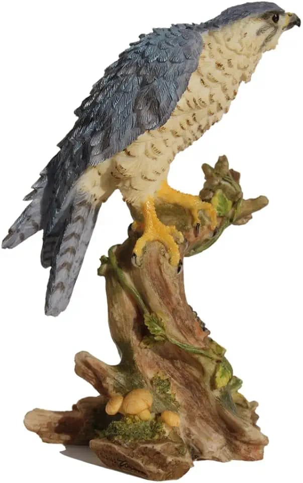5.25 Inch Peregrine Falcon on Branch Decorative Figurine, Gray and Tan