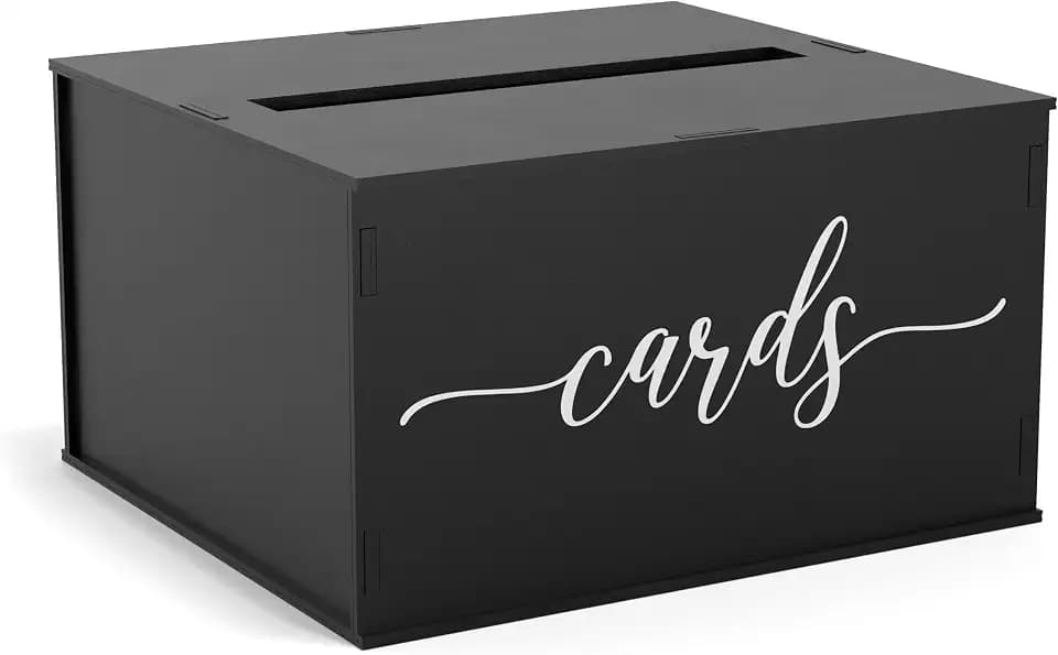 Wooden Wedding Card Box with Slot and Lid | Graduation Card Box for Party 2026 | Grad Gift Money Envelope Holder for Reception, Bridal Shower, Birthday, Retirement | Rustic Keepsake Decorations