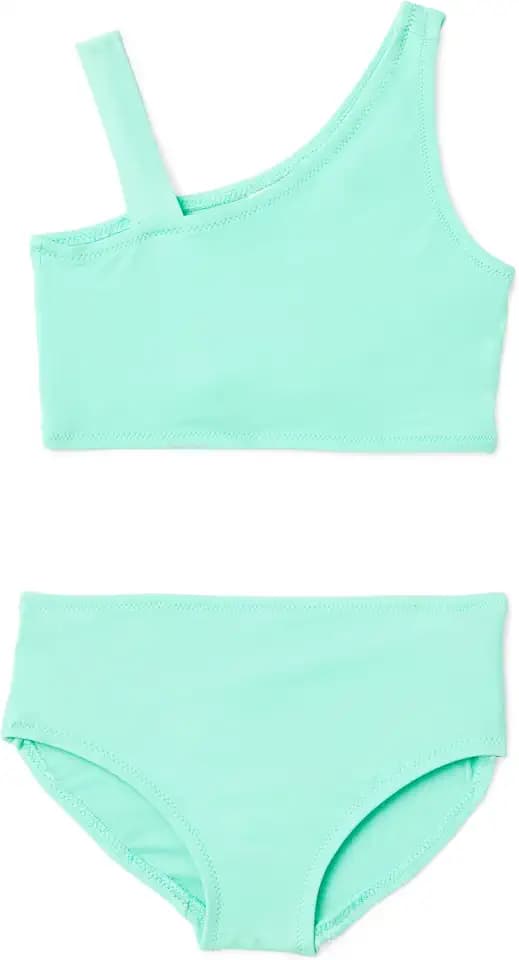 Amazon Essentials Girls' One Shoulder Two-Piece Bikini Swim Set, Slim Fit