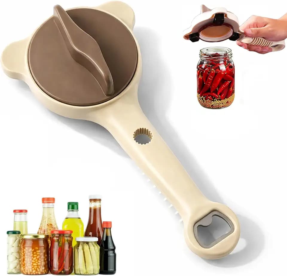 Bottle Openers for Seniors, Adjustable Jar Opener with Stainless Steel Grip