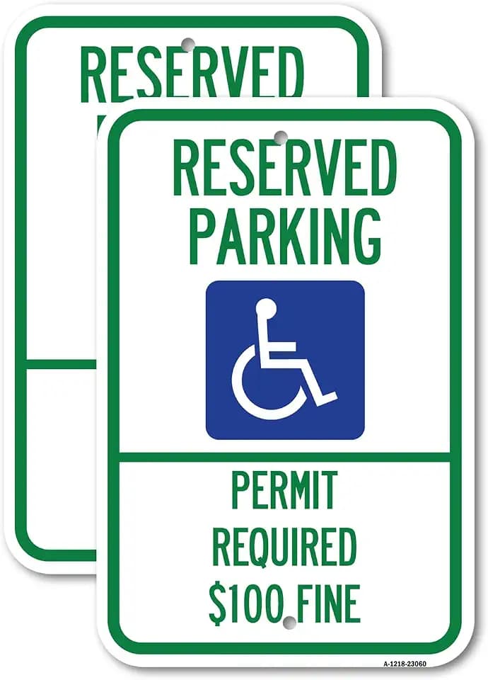(2 Pack) Reserved Parking Permit Required $100 Fine | 18" X 24" Heavy-Gauge Aluminum Sign | Rust Free Aluminum, Weather Resistant, Waterproof, Fade Resistant, 2 Pre-drilled Holes