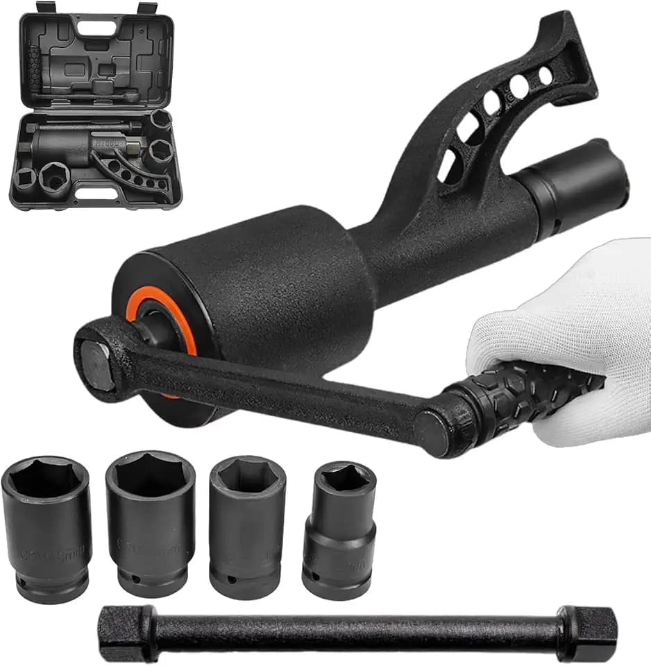Heavy Duty Torque Multiplier Wrench Set, Torque Multiplier 1 inch Drive with 4 Sockets, 1:64 Labor Saving Lug Nut Wrench, 4800NM Lug Nut Remover Torque Wrench for Cars Trucks RVs