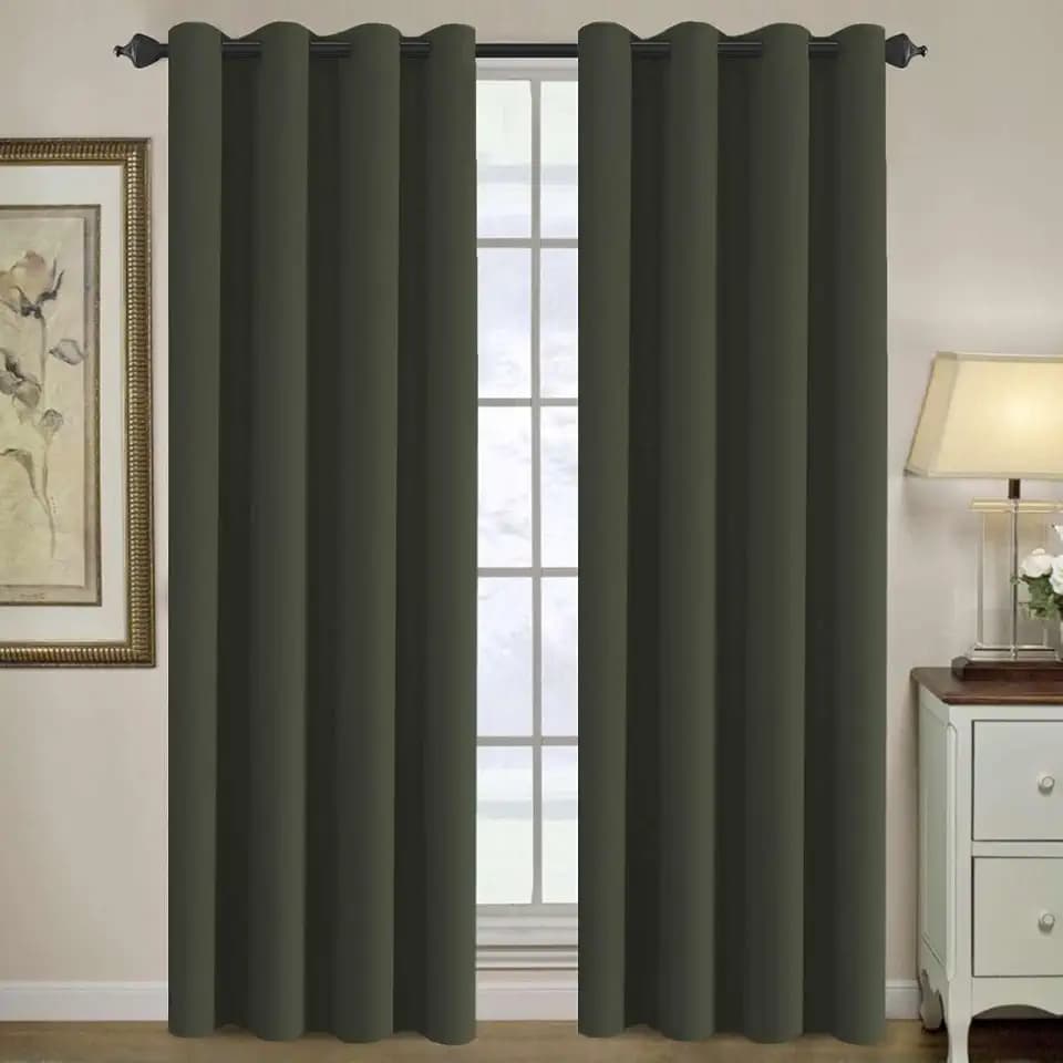 H.VERSAILTEX Blackout Curtain for Living Room Thermal Insulated Window Treatment Curtain Extra Long 108 inch Length Energy Saving Solid Grommet Top Blackout Drape, One Panel, Olive, 52" W x 108" L