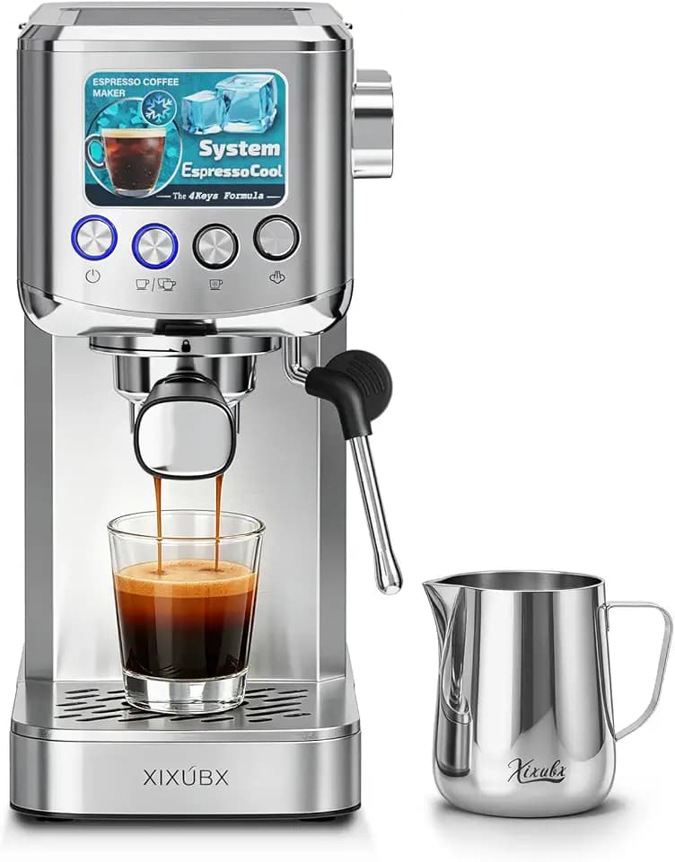 XIXUBX Cold Brew Espresso Machine with Milk Frother, Grey