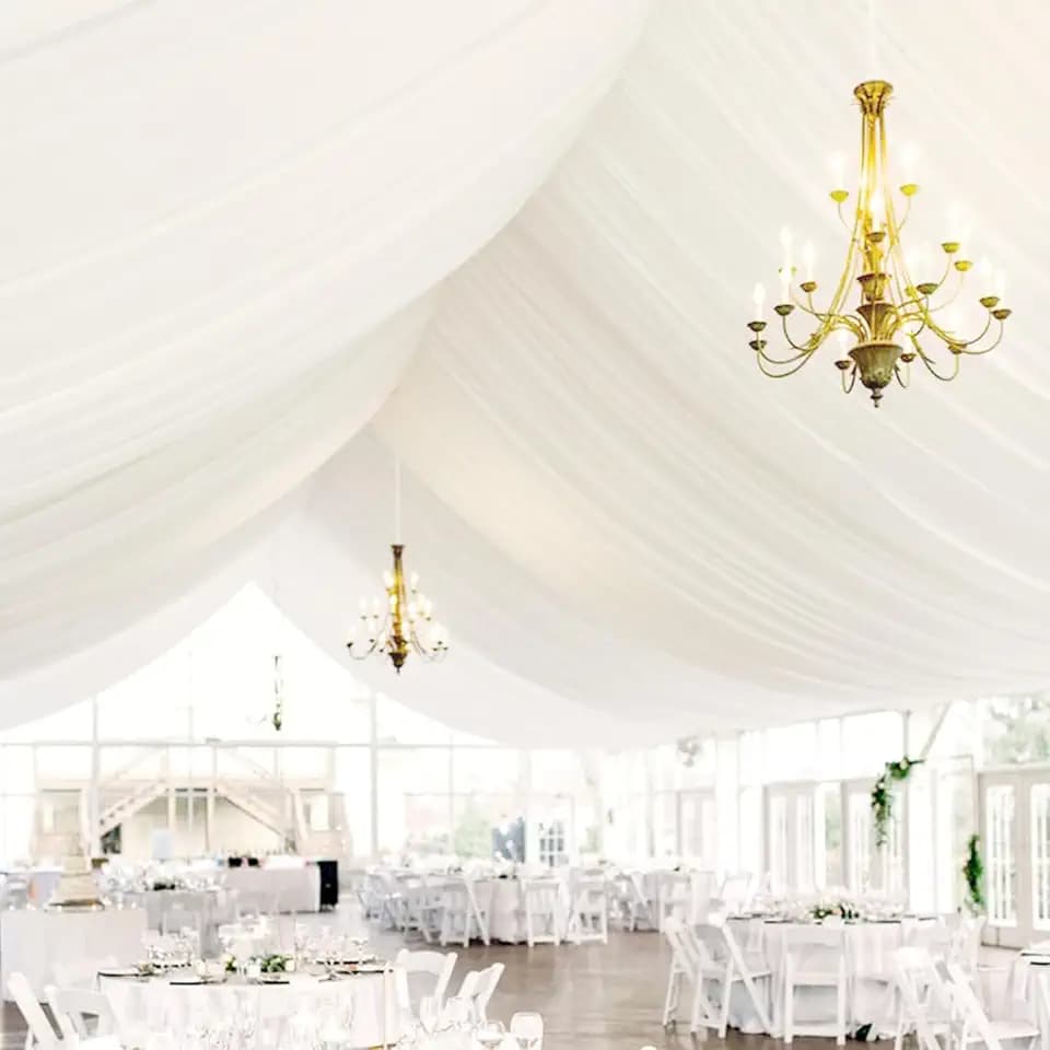 Showgeous 4 Panels Ivory Wedding Ceiling Drapes,5x40Ft Polyester