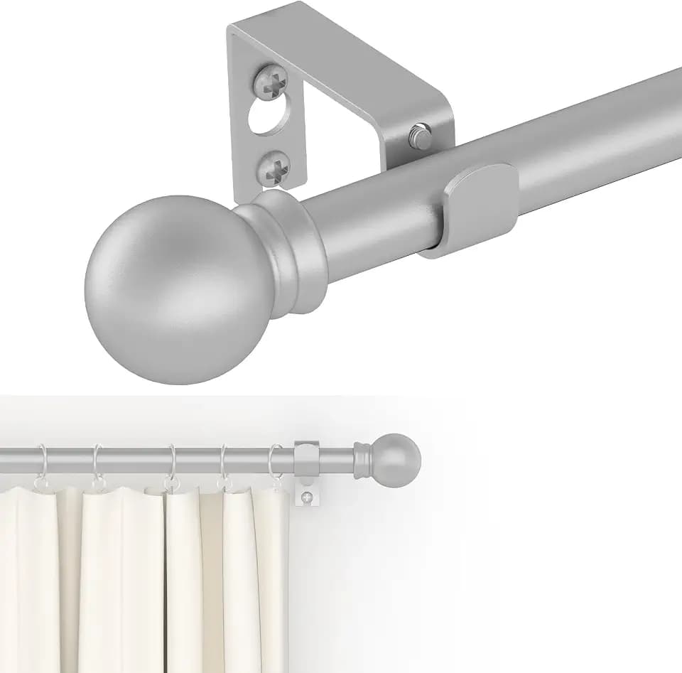 GXOACKJ Curtain Rods for windows 28-78 inch, 5/8 inch Decorative Silver Splicing Heavy Duty Metal Curtain Rod set with Brackets