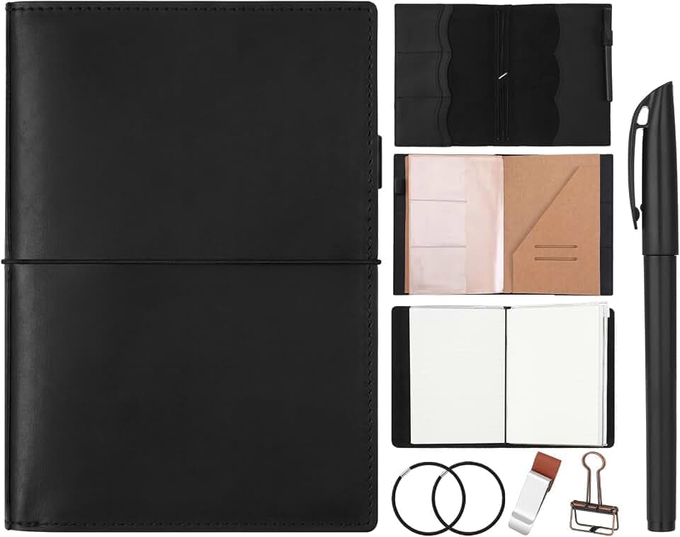 Eaasty Leather A5 Travelers Journal Notebook Cover, Black