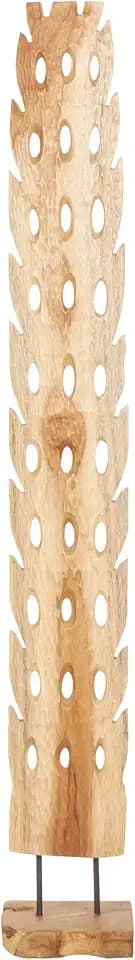 Deco 79 Teak Wood Abstract Handmade Decorative Sculpture Tall Floor Cutout Post Home Decor Statue with Live Edge Base, Accent Figurine 7" x 6" x 49", Brown