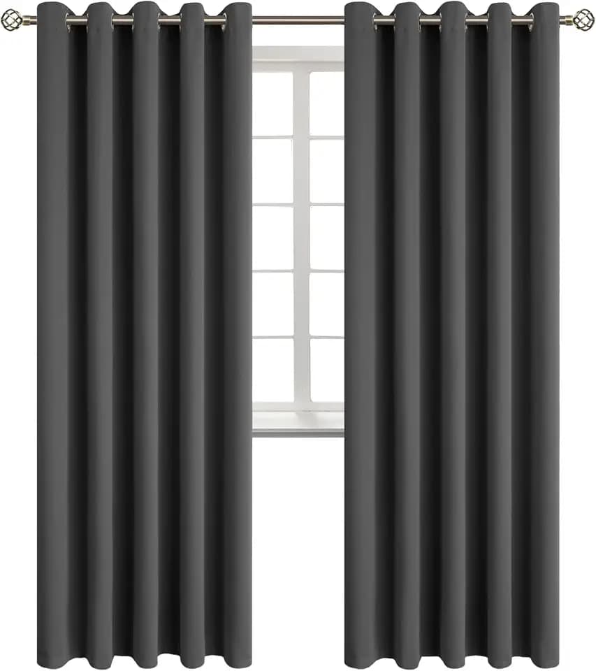 BGment Dark Grey Blackout Curtains for Living Room 84 Inch Long - 2 Panels