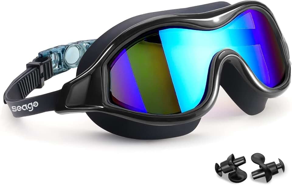 Seago Swim Goggles Adult Youth Anti-Fog Wide Clear View Pool Goggles