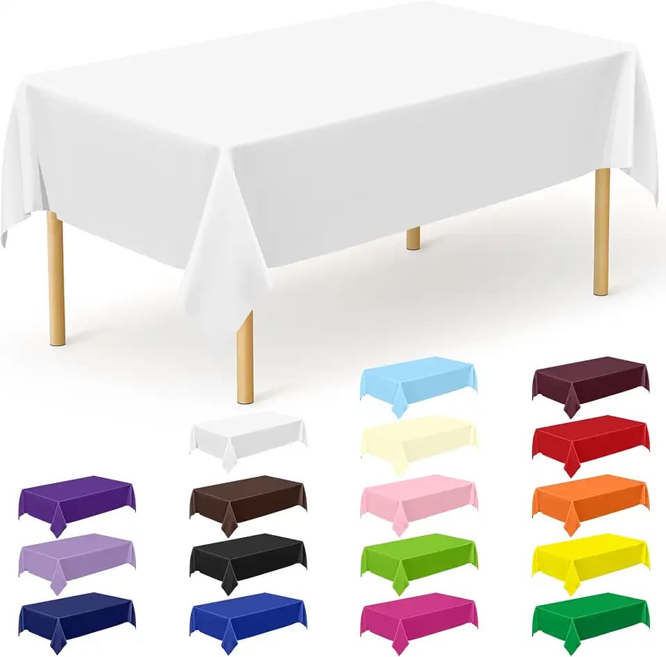 12 Packs Disposable Table Cloths, Plastic Tablecloths for Rectangle Tables