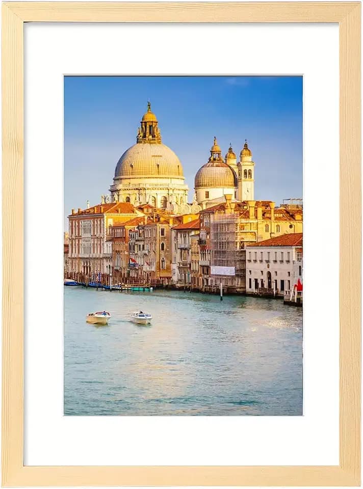 wyooxoo 12x18 Picture Frame Natural Solid Wood Photo Frames Display Pictures 11x14 with Mat or 12x18 Without Mat Colorful Frame For Tabletop Display or Wall