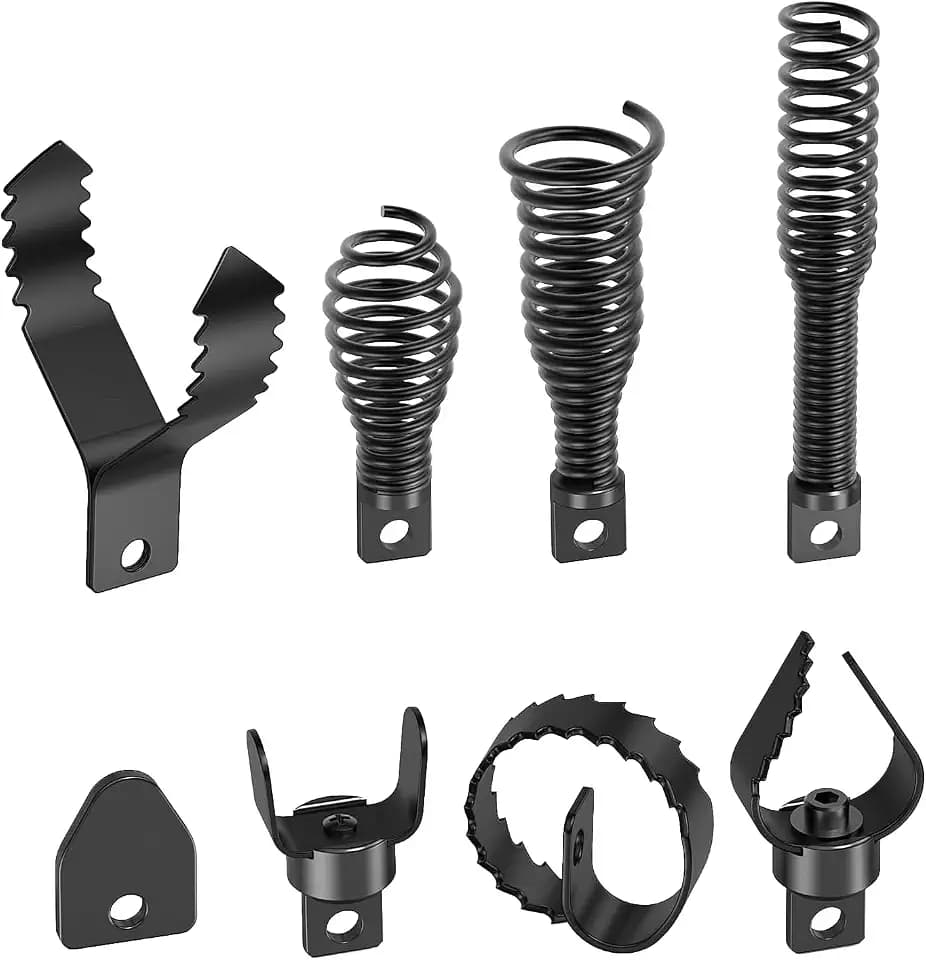 Drain Snake Drill Attachments,8-Piece Drain Cleaner Combination Cutter Heads, Used in 50FT-100FT Electric Drain Snake, Suitable for 5/16-inch to 3/4-inch Drain Snake Cable for 1-4"Pipe