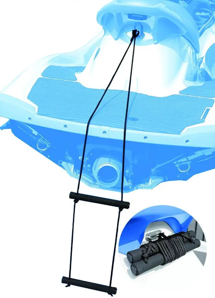 Hardline Products EZ Riser Boarding Ladder – Universal Rope Step Ladder for PWC, Jet Ski & Boat – Adjustable, Portable, Heavy-Duty 300lb Capacity – UV Resistant Marine Grade (2-Step)