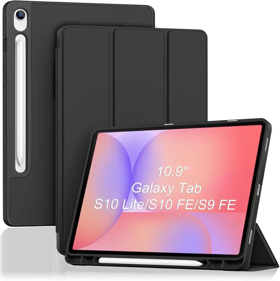 ProCase Hülle für 10,9'' Galaxy Tab S10 Lite/S10 FE/S9 FE mit S Pen Holder, weich TPU Schutzhülle Case -Schwarz