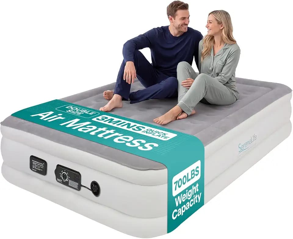 SereneLife Full Size Air Mattress with Built-In High Speed Pump