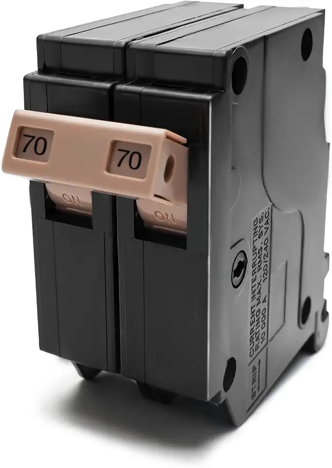C270 2-Pole 70-Amp Circuit Breaker, Type C3/4-Inch Plug-On Molded Case Circuit Breaker, Thermal Magnetic Protection, 10 KAIC, 120/240V,for Load Centers