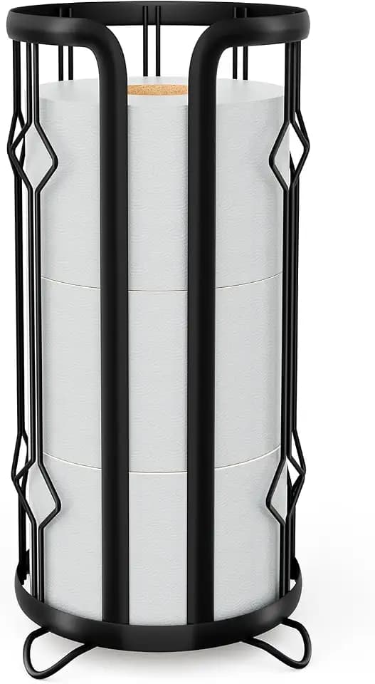 Epicano Toilet Paper Holder Stand,Freestanding Toilet Paper Storage,Black
