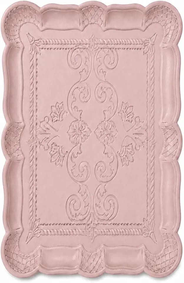 WAYUTO Decorative Serving Tray, Rectangular Wood Powder Tray for Coffee Table, Kitchen, Bedroom, Fruit and Dessert Display, Pink, Small 7 x 5 in