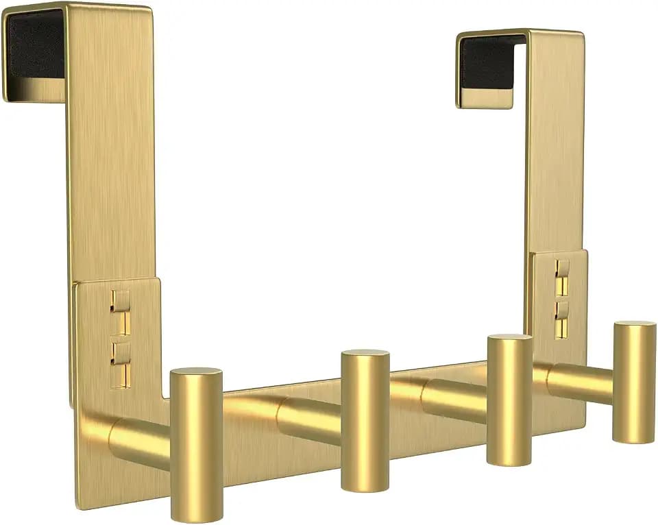 PMMASTO Door Hanger for 1-3/4 Inch Doors, Gold- 4 Hooks, T Shape