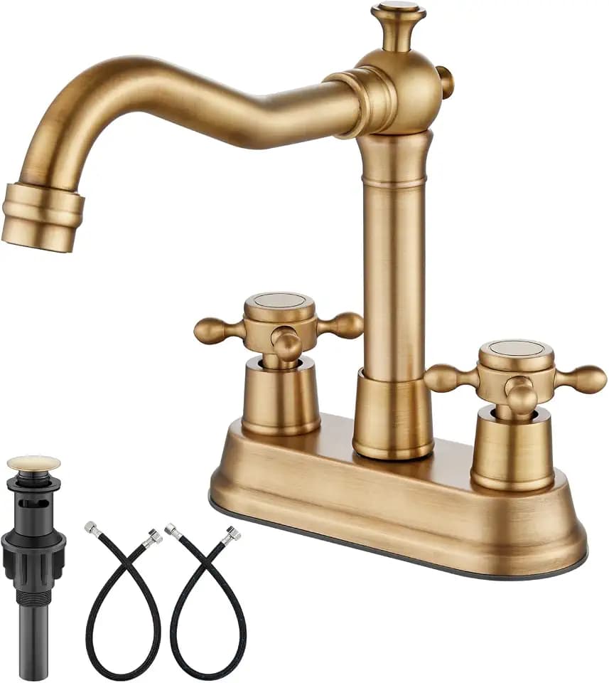 Aolemi 4 Inch Centerset Bathroom Sink Faucet 2 Handle Antique Brass