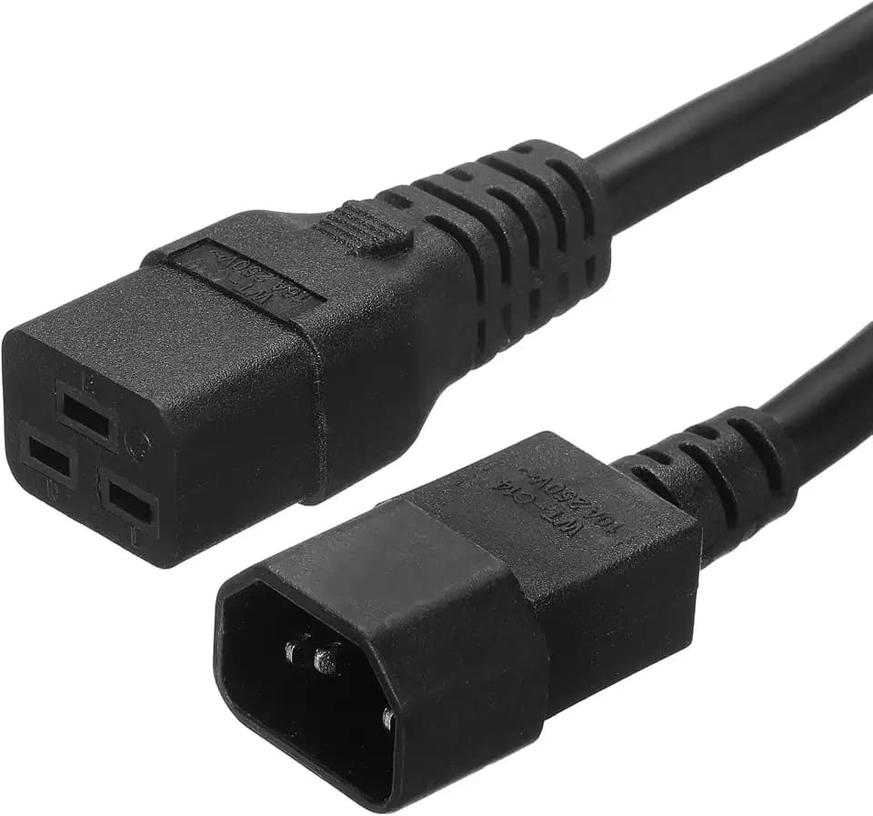 PATIKIL AC-Netzkabel Kaltgerätekabel 3-polig C14 Stecker auf C19 Buchse 2,5mm²0,5m 1,6ft 250V 10A 16A PDU-Verlängerungskabel für Laptop Elektronik Computer Drucker Radio Monitor