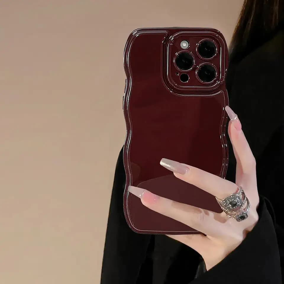 Fabspark, Hülle für iPhone 11, weiche Silikonhülle mit schlichtem Wellen-Design und gewelltem Rahmen, weinrot