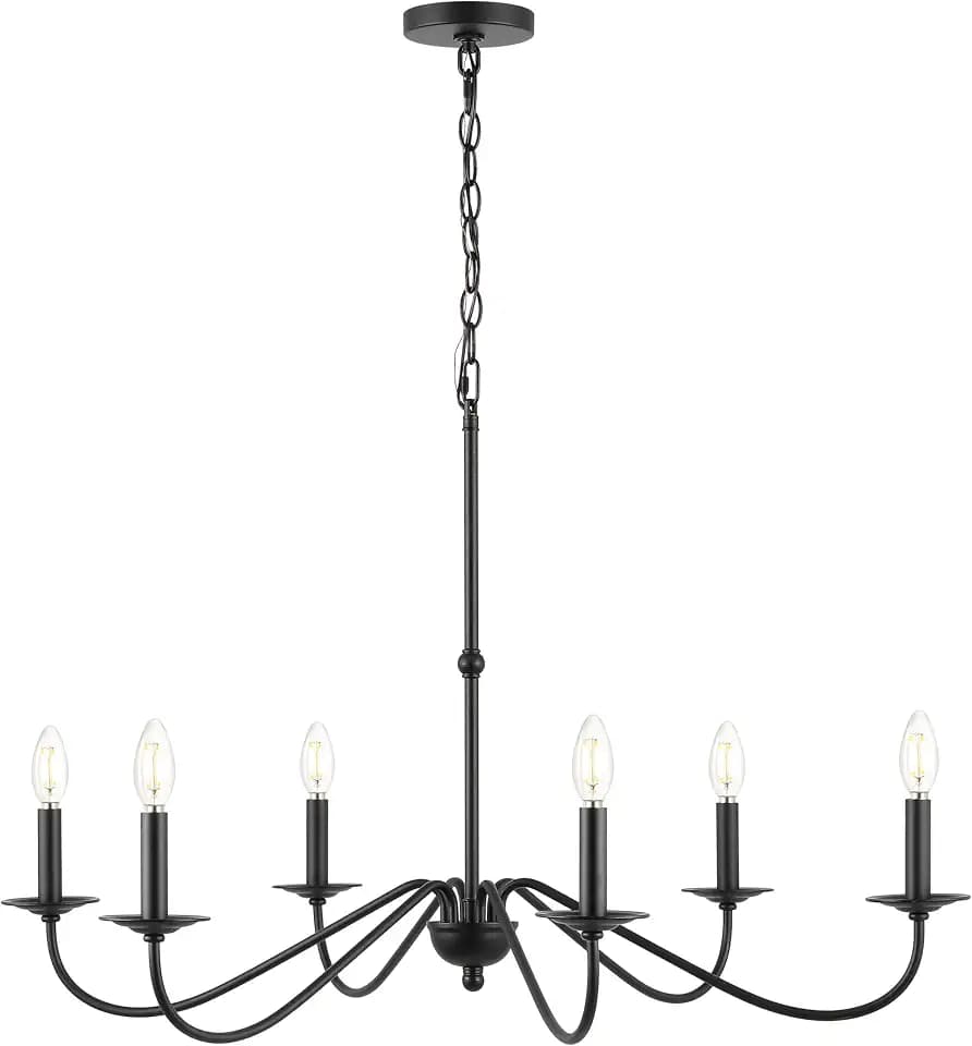 JONATHAN Y Wicklow 6-Light Farmhouse Chandelier 34.75", Black