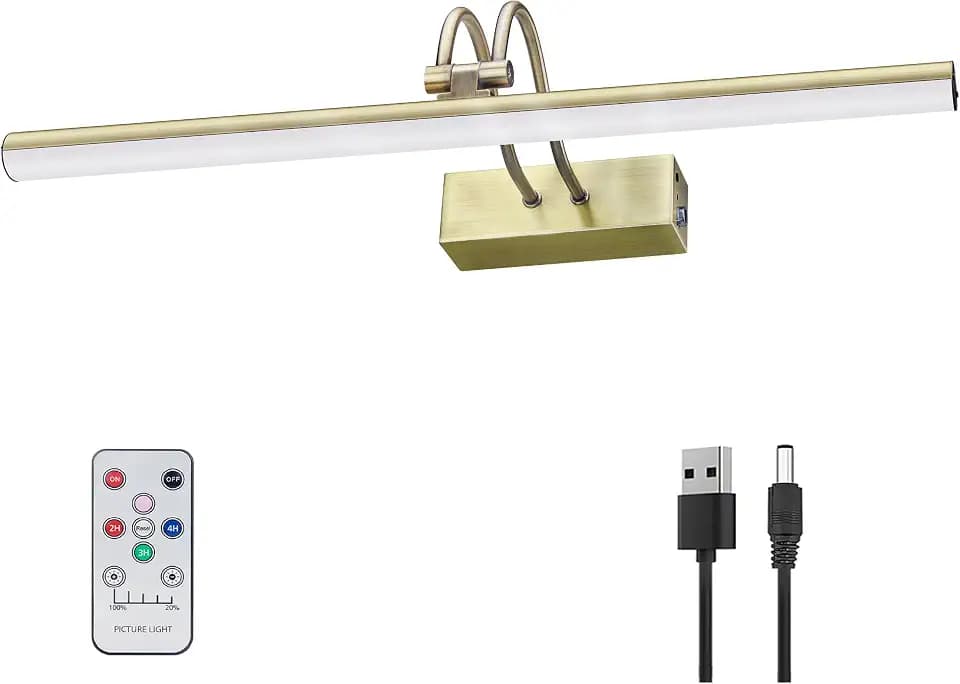 Picture Lights for Wall,5000mAh Painting Light,16" Art Light,Antique Brass