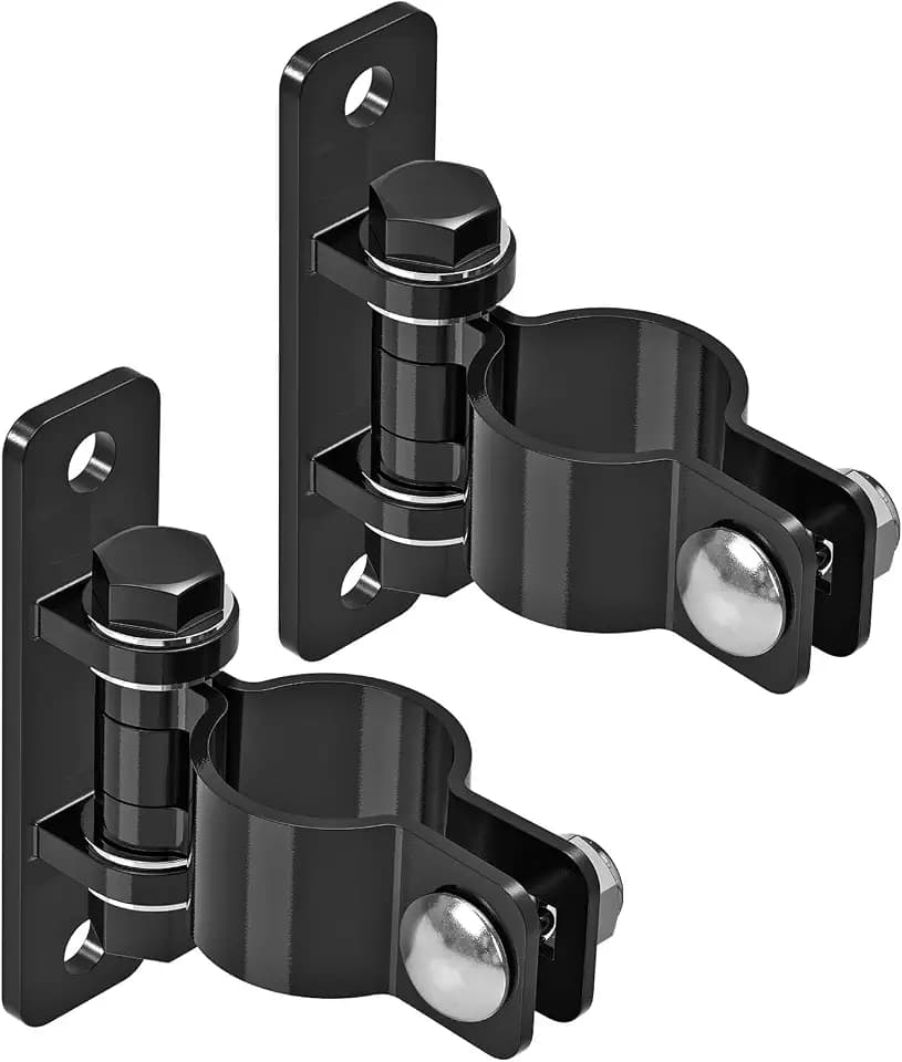 Insaga Gate Hinges Heavy Duty Carbon Steel Chain Link Fence Parts Electroplated Finish, Removable Bolts for Wall Mount, Fits 1-7/8'' Outer Diameter Pipes/Posts for Farm, Fence Gate (2Pack, Black)