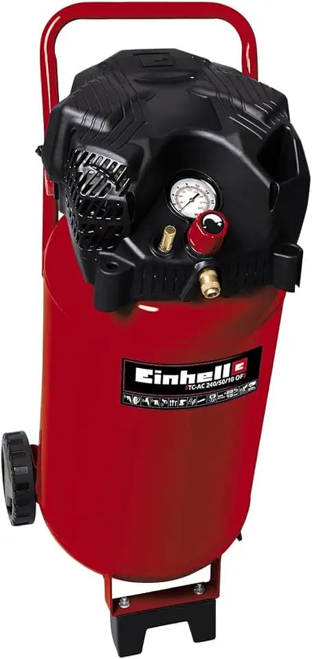 Einhell Kompressor TC-AC 240/50/10 OF (1500 W., max. 10 bar, 50 l-Tank, 240 l/min Ansaugleistung, Motordrehzahl 18000 min^-1, Druckminderer, Manometer, ölfrei)