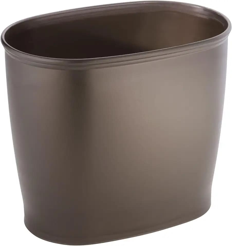 iDesign Slim Plastic Bathroom Trash Can, Bronze