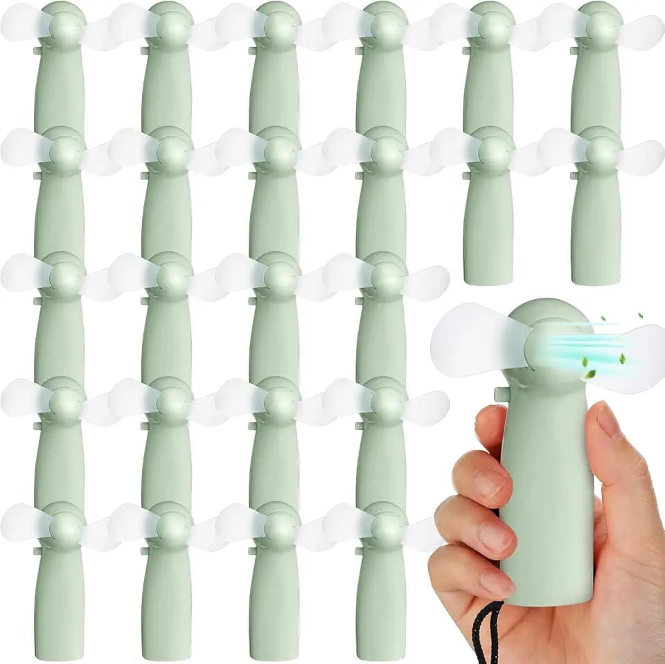 Rossesay 24 Pcs Mini Handheld Fans Bulk Battery Operated Sage Green