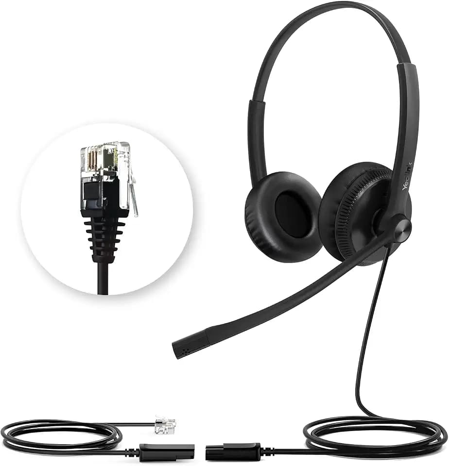 Yealink YHS34 Stereo Telefon Headsets mit QD Anschlußkabel für Office
