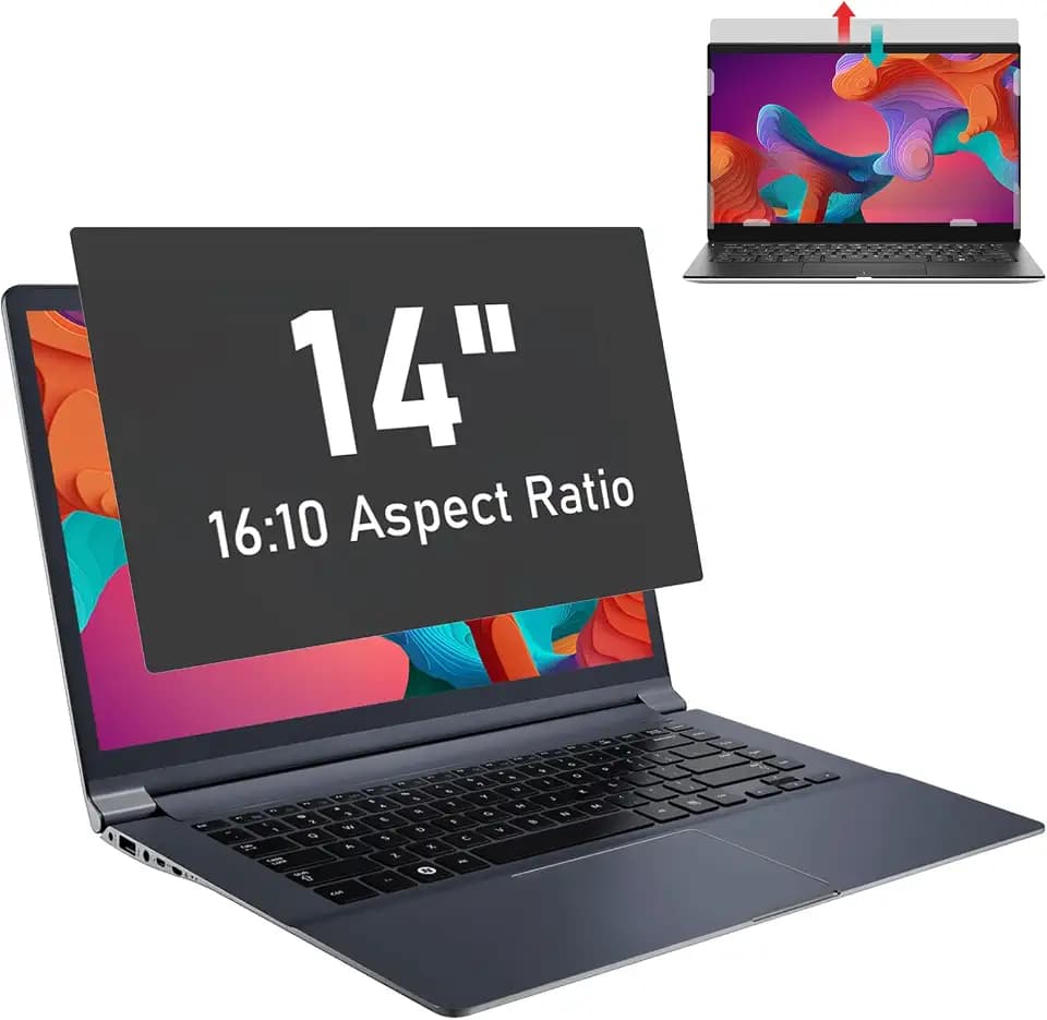 SOPPY Blickschutzfilter Blickschutzfolie für 14 Zoll Laptop, Laptop Screen Filter Datenschutz Bildschirmfilter mit Sichtschutz, Anti-Blaulicht und Blendschutz (16:10, 301 x 188 mm)