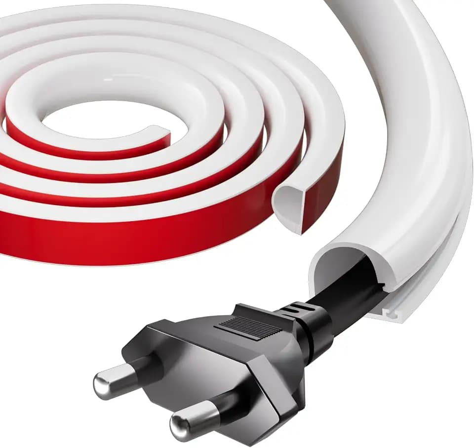 2m Kabelkanal Weiß Selbstklebend Mini,Silikon Halbrund Kabelkanäle | Flexible Kabelabdeckung Cable Hider,Kabelschacht zum Verstecken für 1 Kabel,Verstecken von Stromkabeln zu Hause oder im Büro