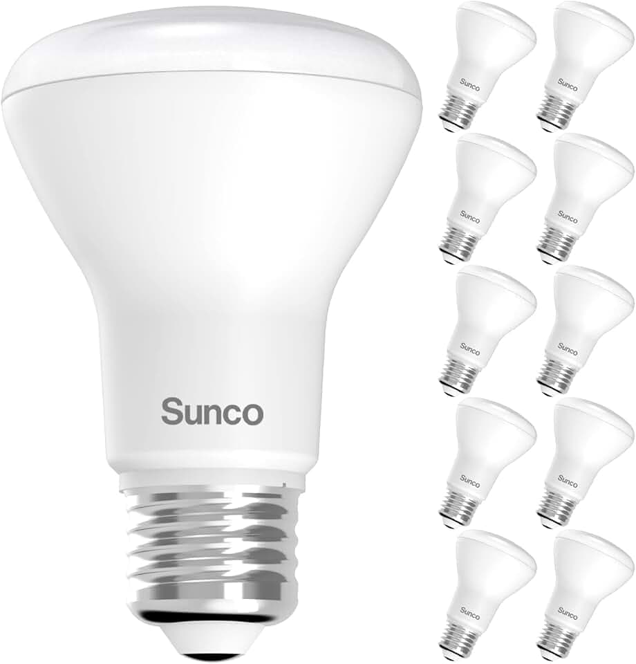 Sunco 10 Pack BR20 LED Bulb Flood Light, E26, 7W=50W, 2700K Soft White