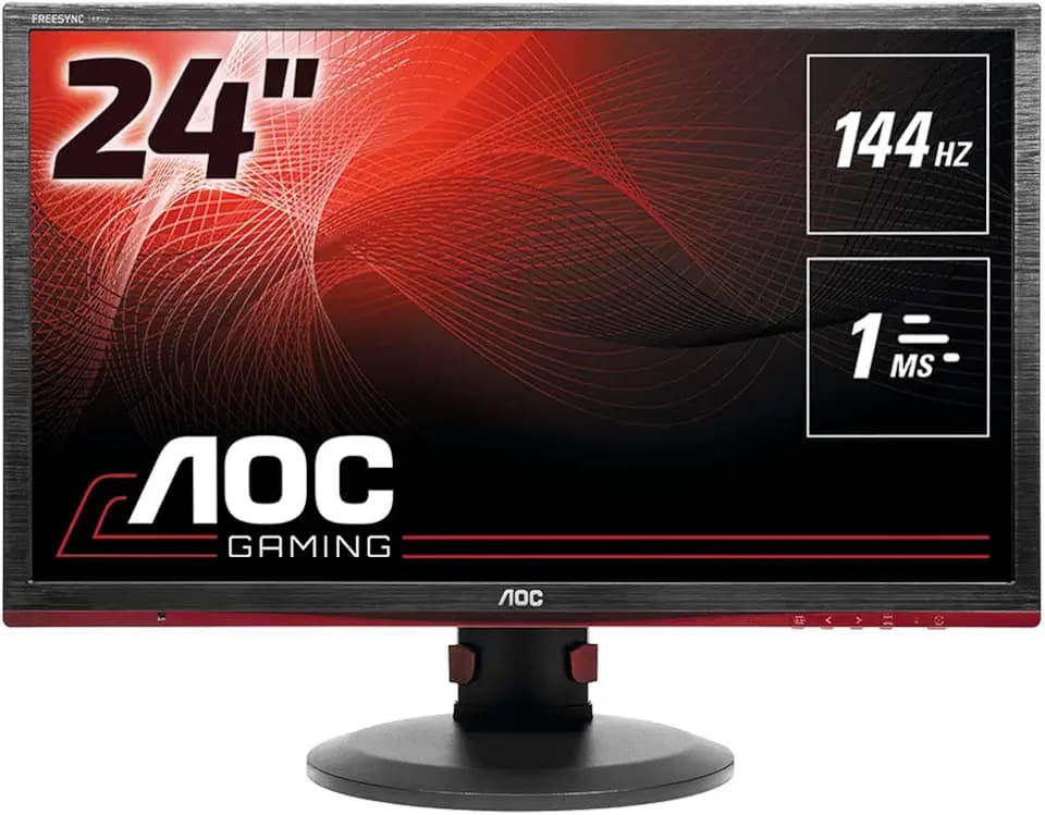 AOC Gaming G2460PF - 24 Zoll FHD Monitor, 144 Hz, 1ms, FreeSync Premium (1920x1080, HDMI, DisplayPort, USB Hub) schwarz/rot