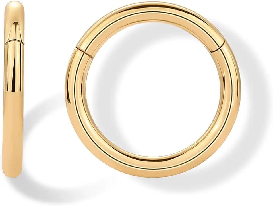 PAVOI Clicker Hoop Earrings for Women & Men, 14K Gold Plated Hinged Huggies