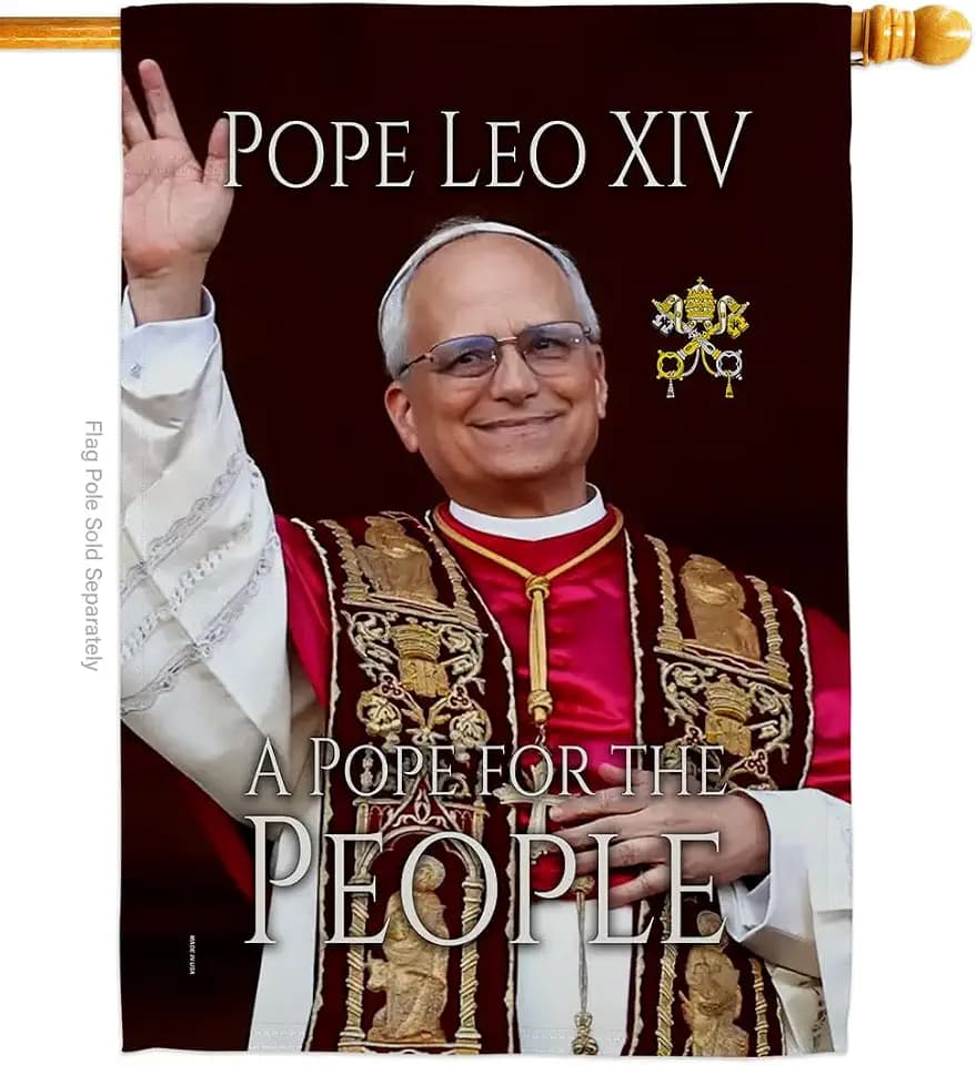 Flag Bishop Banner Picture Prints Vatican Memorabilia Tapestry Catholic Wall Art Canvas Poster Grave Decorations For Cemetery Yard Sign American Papal Door Decor Religious Gifts