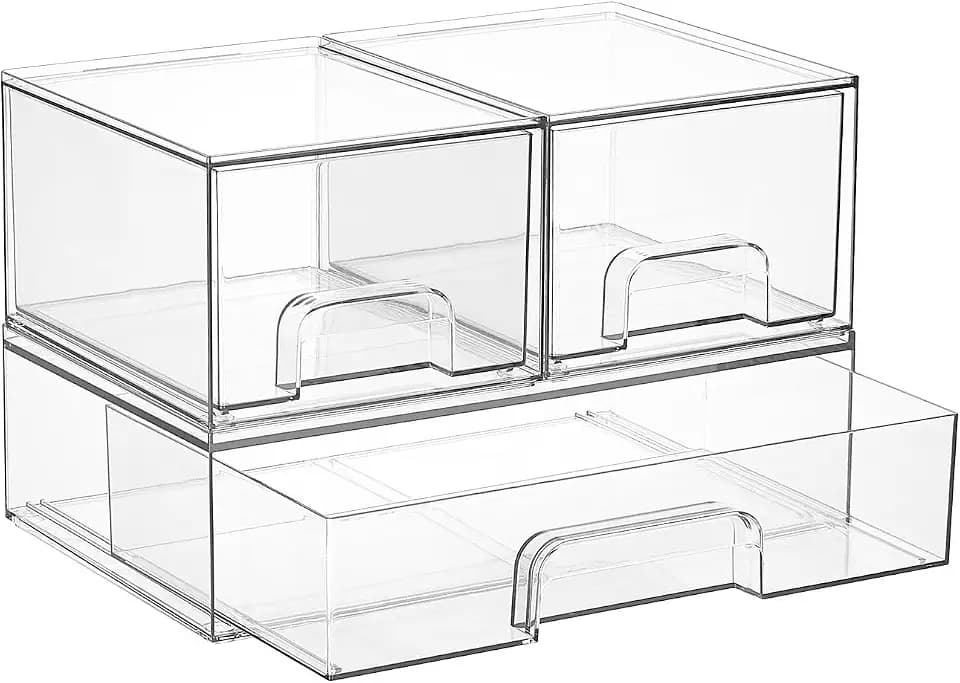 Vtopmart Clear Stackable Storage Drawers Set of 5, Plastic Organizer Bins
