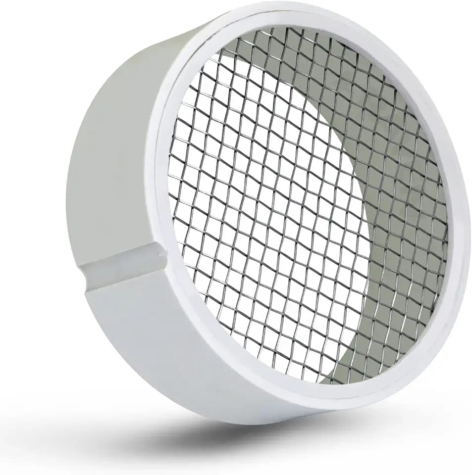 Raven R1510 PVC Termination Cap Mesh Screen Vent Cover, Furnace & Roof Vent Cap, Stainless Steel Wire Round Exhaust Pipe Cover End 4" Inner & 4.5" Outer Diameter