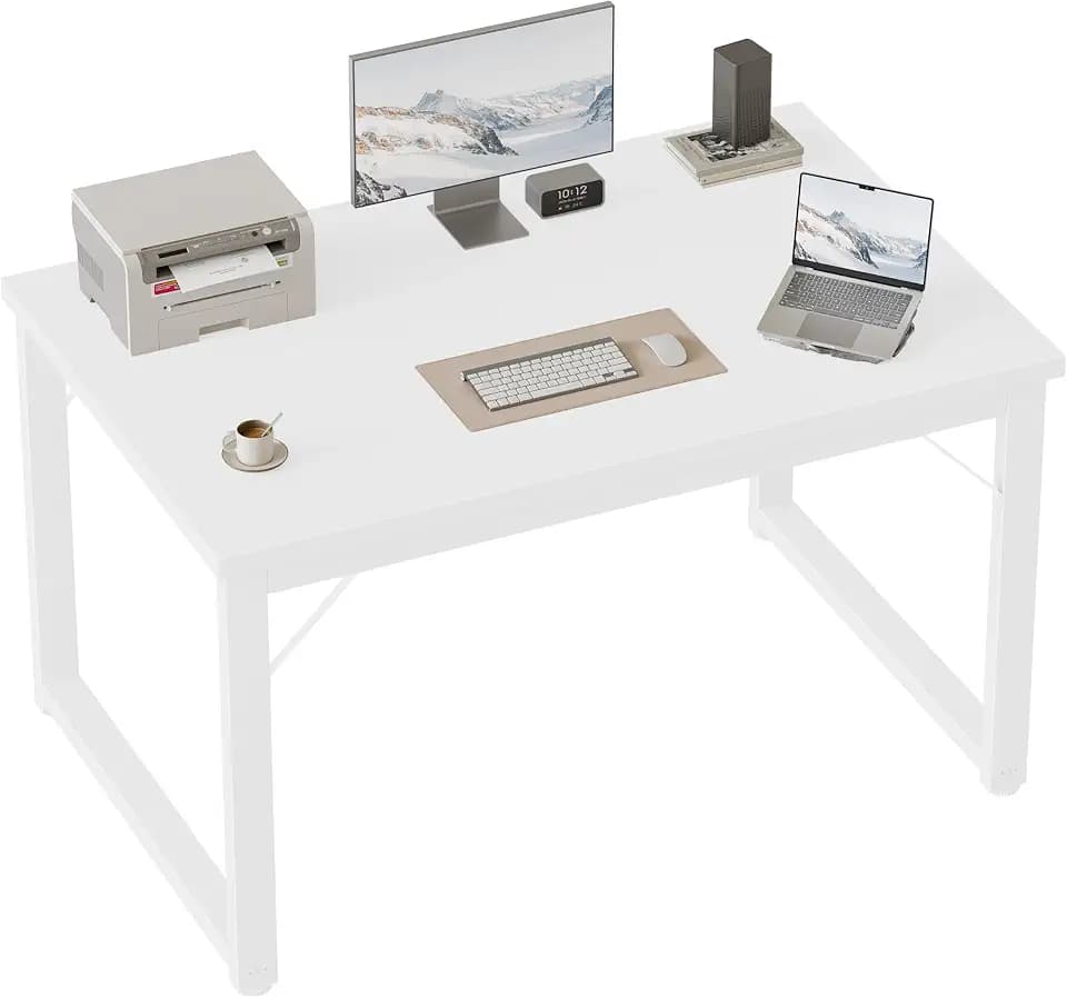 Mericonia 40 Inch Computer Desk, 1" Thick Small Office Table, White