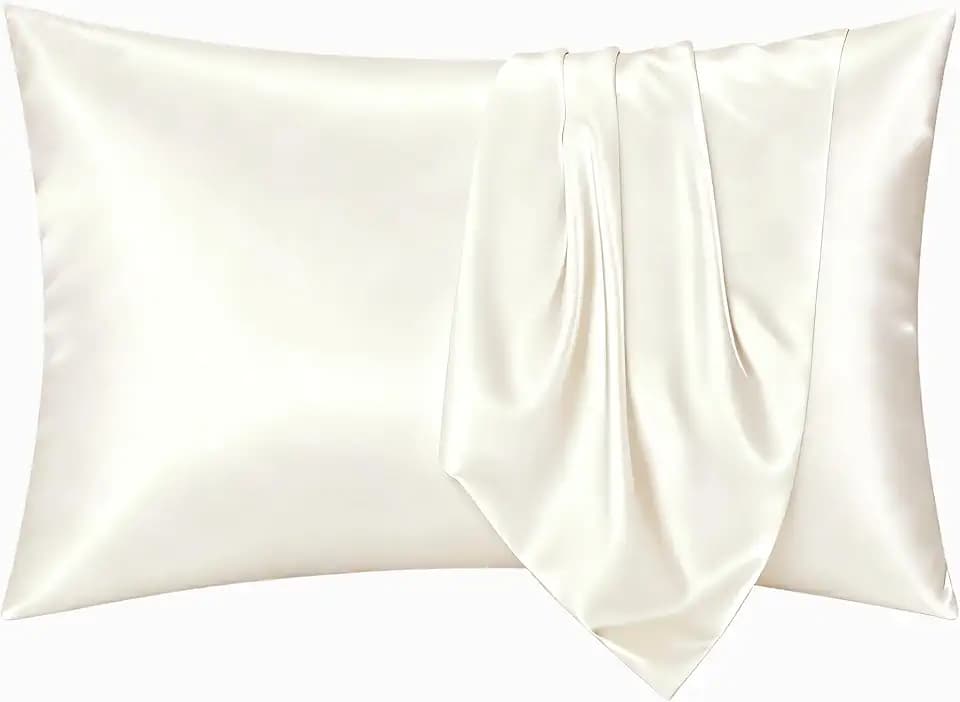 Silky Satin Pillowcases Queen 2 Pack Glossy Ivory White 20 x 30
