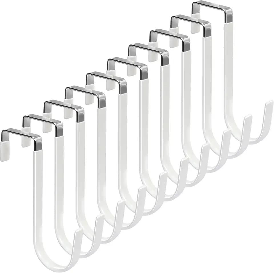 FYY Over the Door Hooks, Single-Hanger 10 Pack, Fits Doors 1 3/8" White