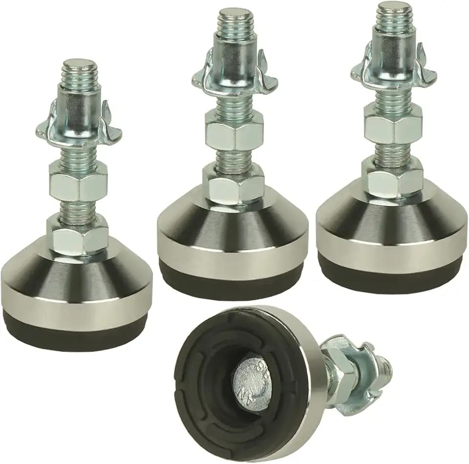 Heavy Duty Adjustable Legs,M12 Thread,1.96" Dia Base,4 Pack